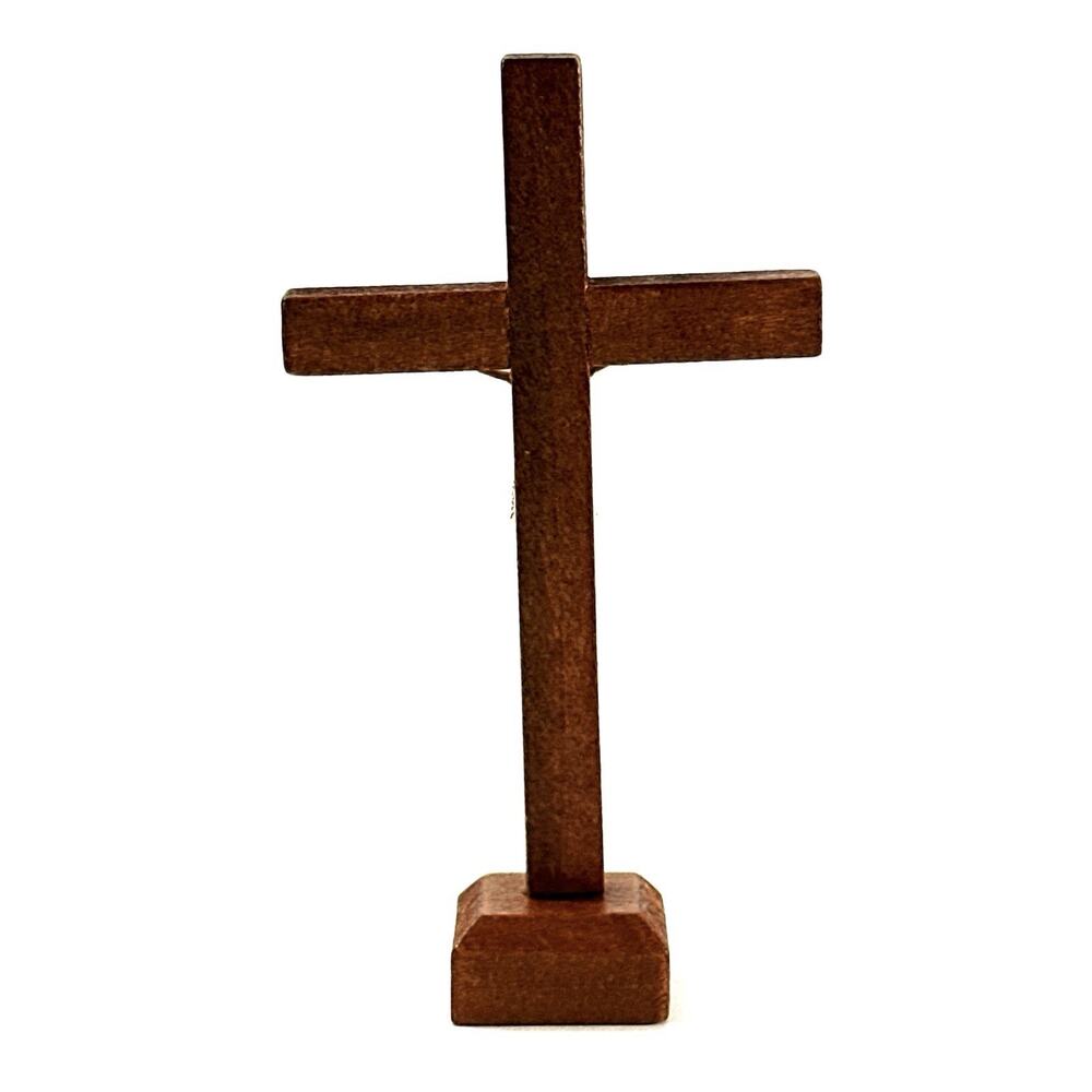 Wooden Standing Crucifix Cross INRI Jesus Christ Religious Catholic Decor 4” - Picture 6 of 8
